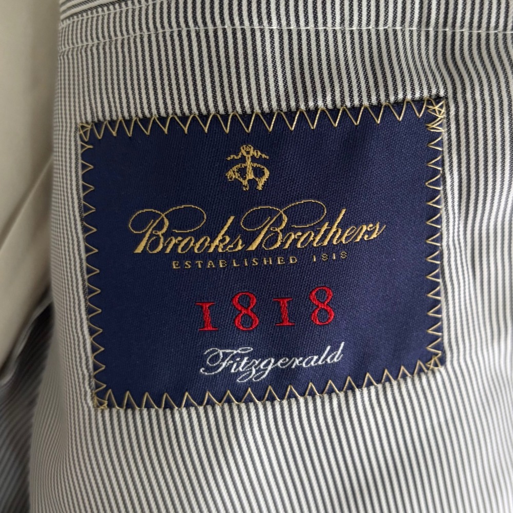 Brooks Brothers 1818 Fitzgerald Cotton Suit Mens 42L W34 Tan Beige 2pc Summer - Picture 10 of 13